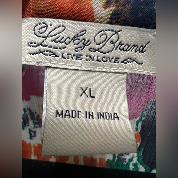 Lucky Brand Multicolor Sheer Patterned Blouse - Picture 3 of 5